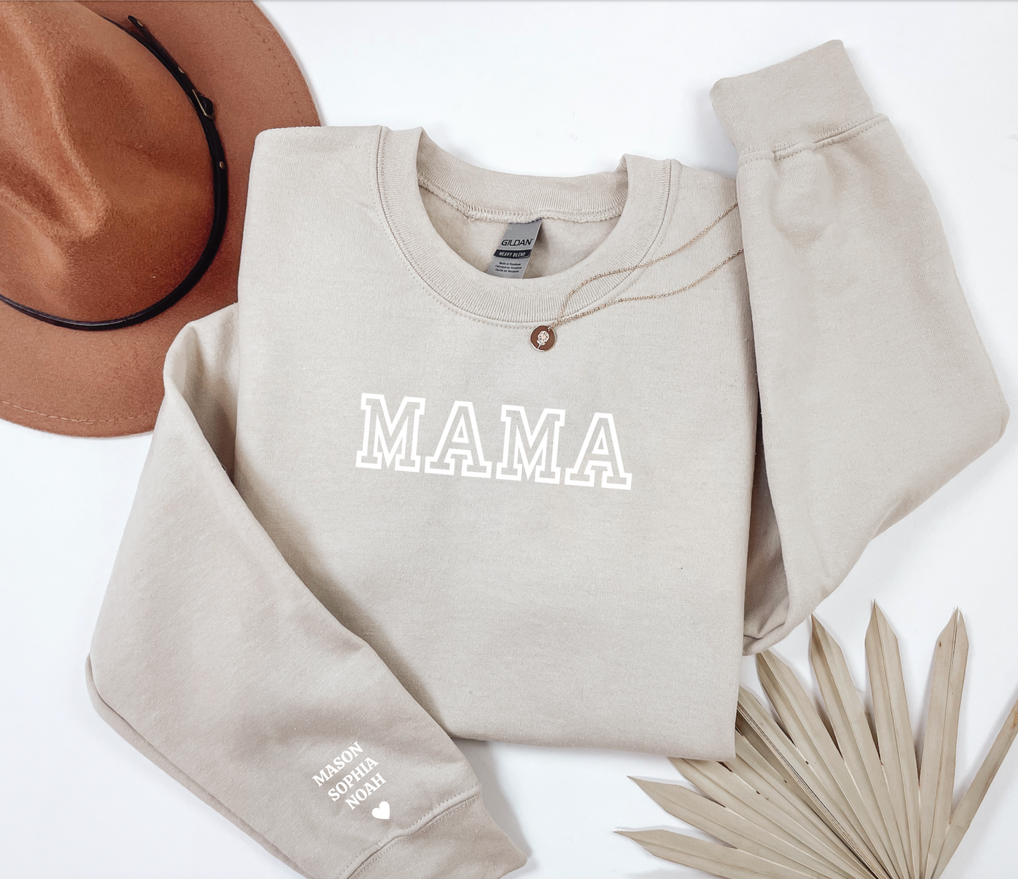 MAMA Personalized Names On Sleeve Sweatshirt